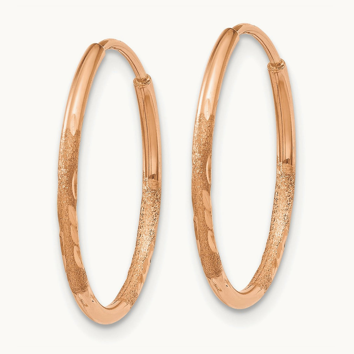 Diamond-cut Endless Hoop Earring — 14K Rose Gold