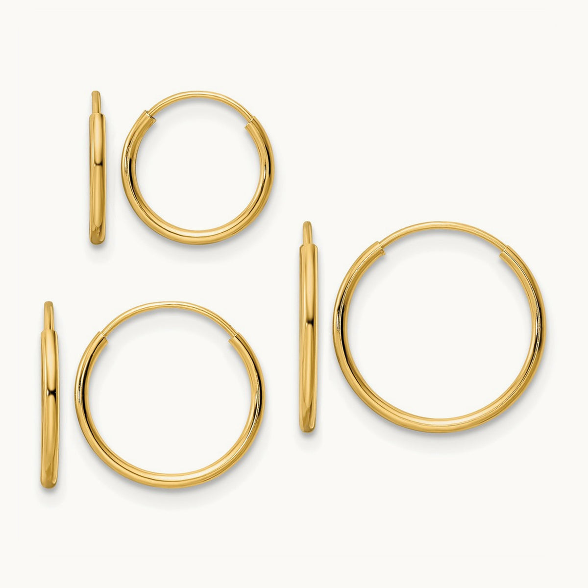 Polished Endless Hoop 3 Piece Set, 14K