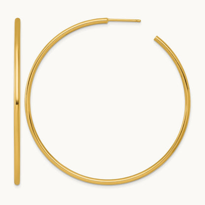 2.0 x Polished Post Hoop Earrings, 60mm, 14K