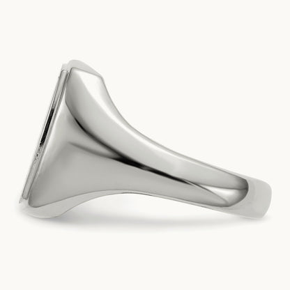 13.0x15. Closed Back Mens Signet Ring, 0mm, 14K White Gold
