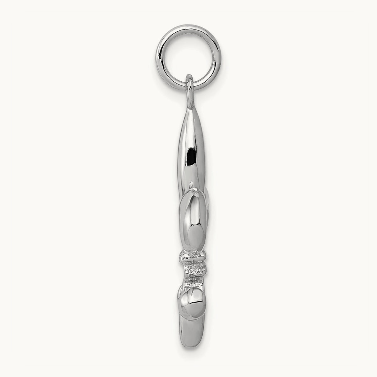 Solid Polished 3-D Fleur de Lis Charm, 14K White Gold