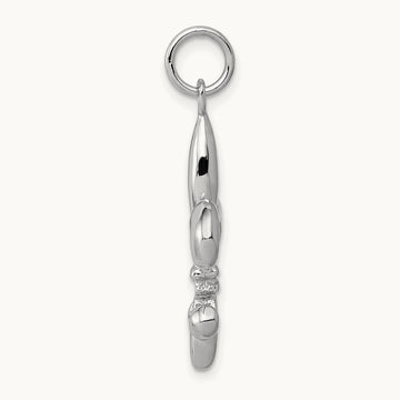 Solid Polished 3-D Fleur de Lis Charm, 14K White Gold