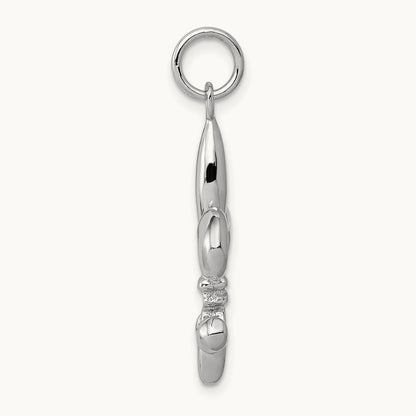 Solid Polished 3-D Fleur de Lis Charm, 14K White Gold