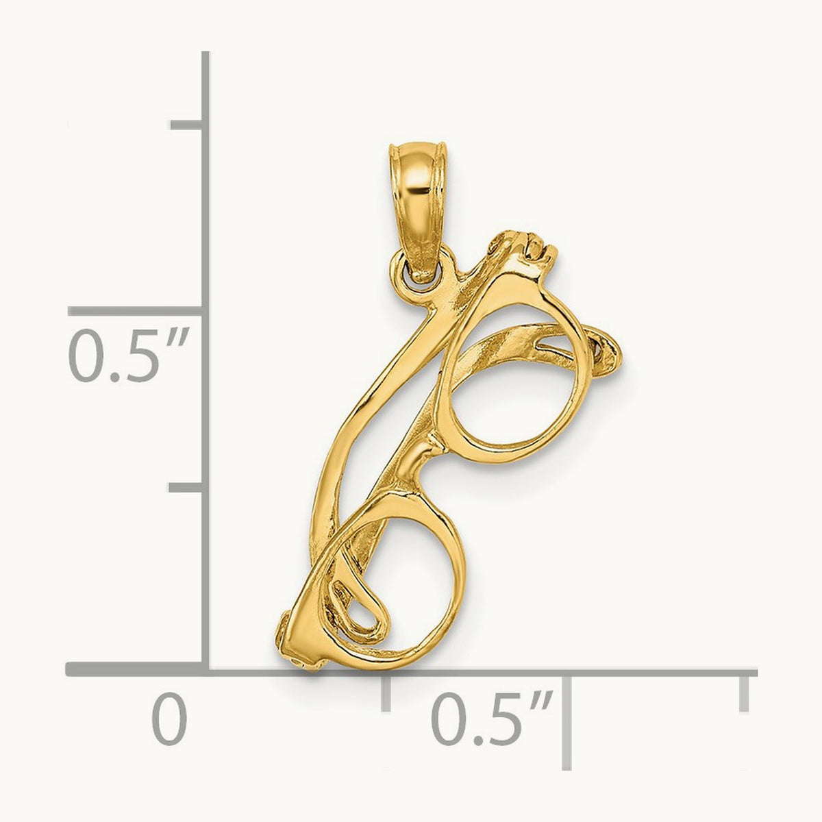 3-D Moveable Glasses Charm — 14K Yellow Gold