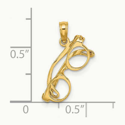 3-D Moveable Glasses Charm — 14K Yellow Gold
