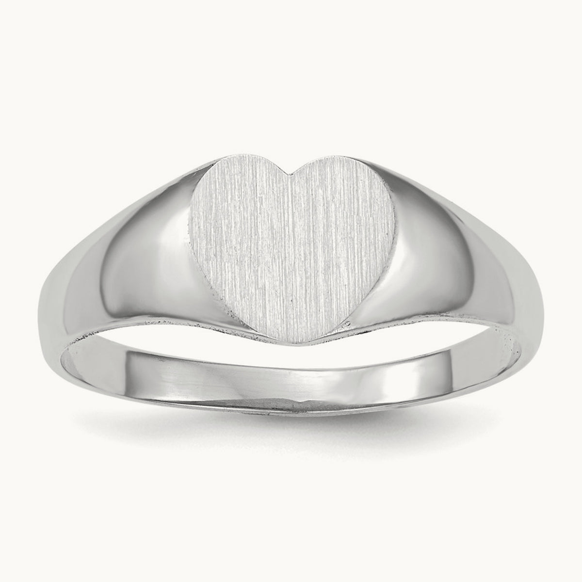 Closed Back Heart Signet Ring — 14K White Gold, 7.0x9.5mm, 6