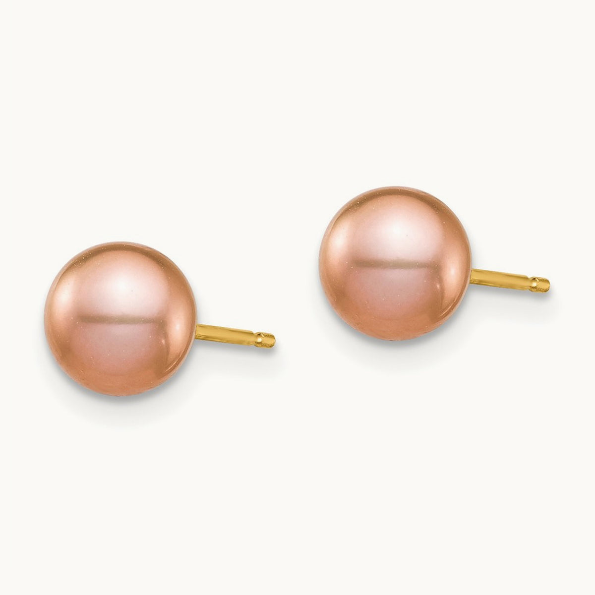 Madi K 6- Pink Round Freshwater Cultured Pearl Stud Post Earrings, 7mm, 14K
