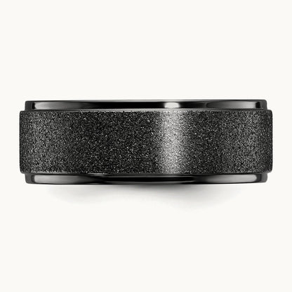 Polished Laser-cut Center Black IP-plated Band, 8mm, Titanium