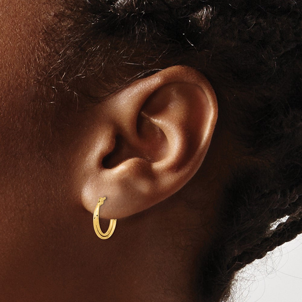 Diamond Cut Polished Double Hoops — 14K Yellow Gold