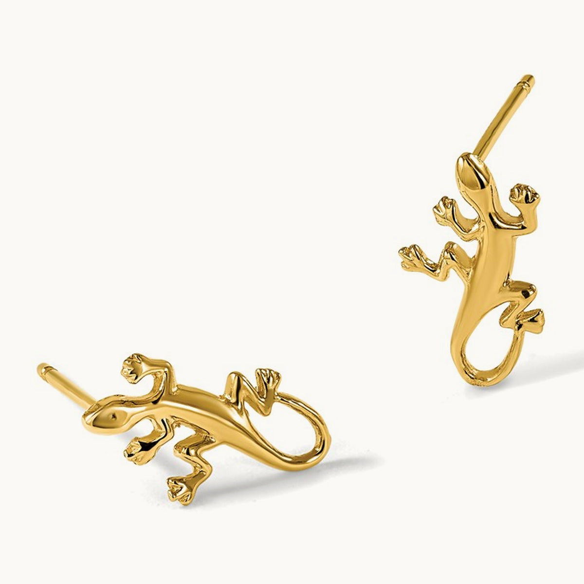 Polished Gecko Post Earrings, 14K