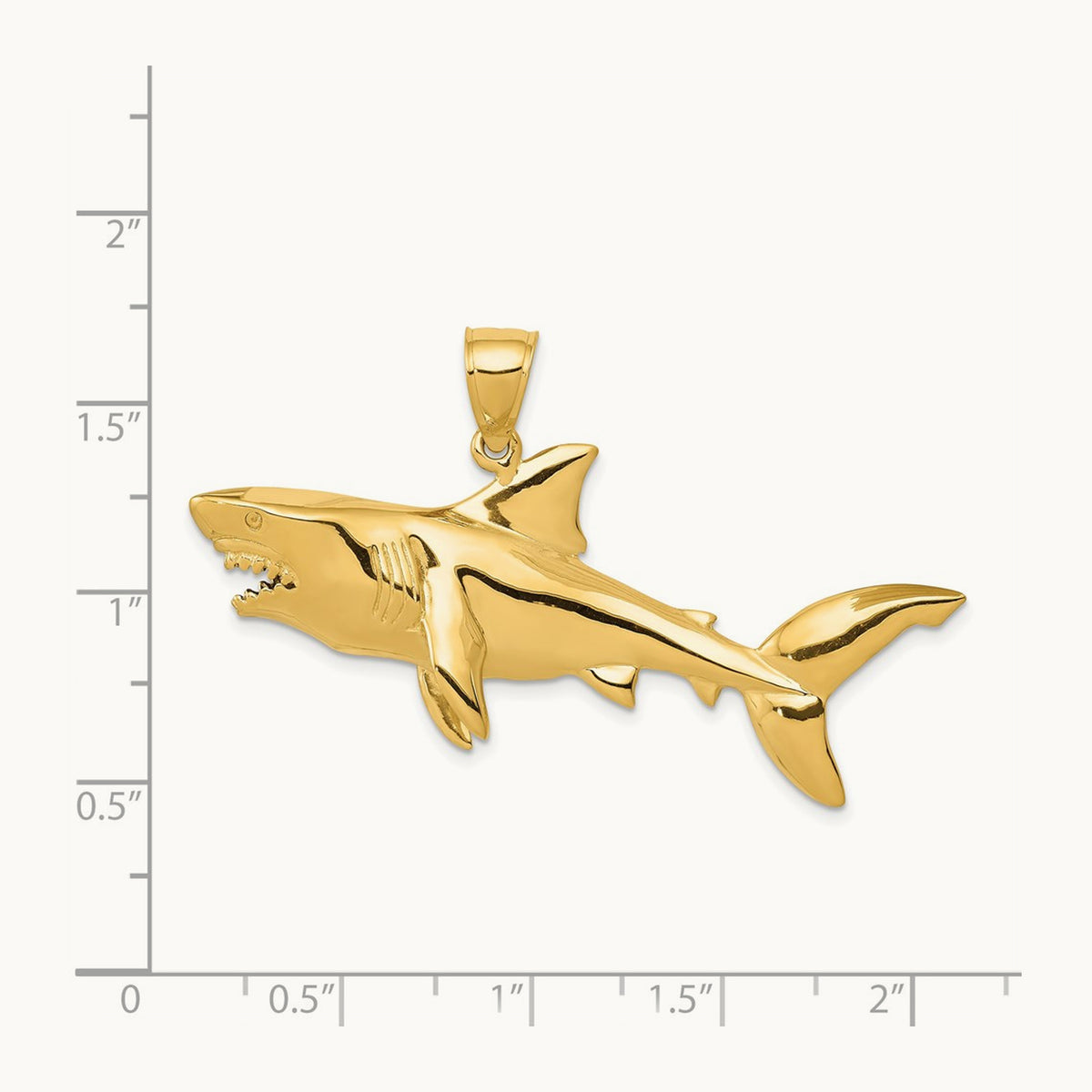 Polished 3-D Shark Pendant, 14K