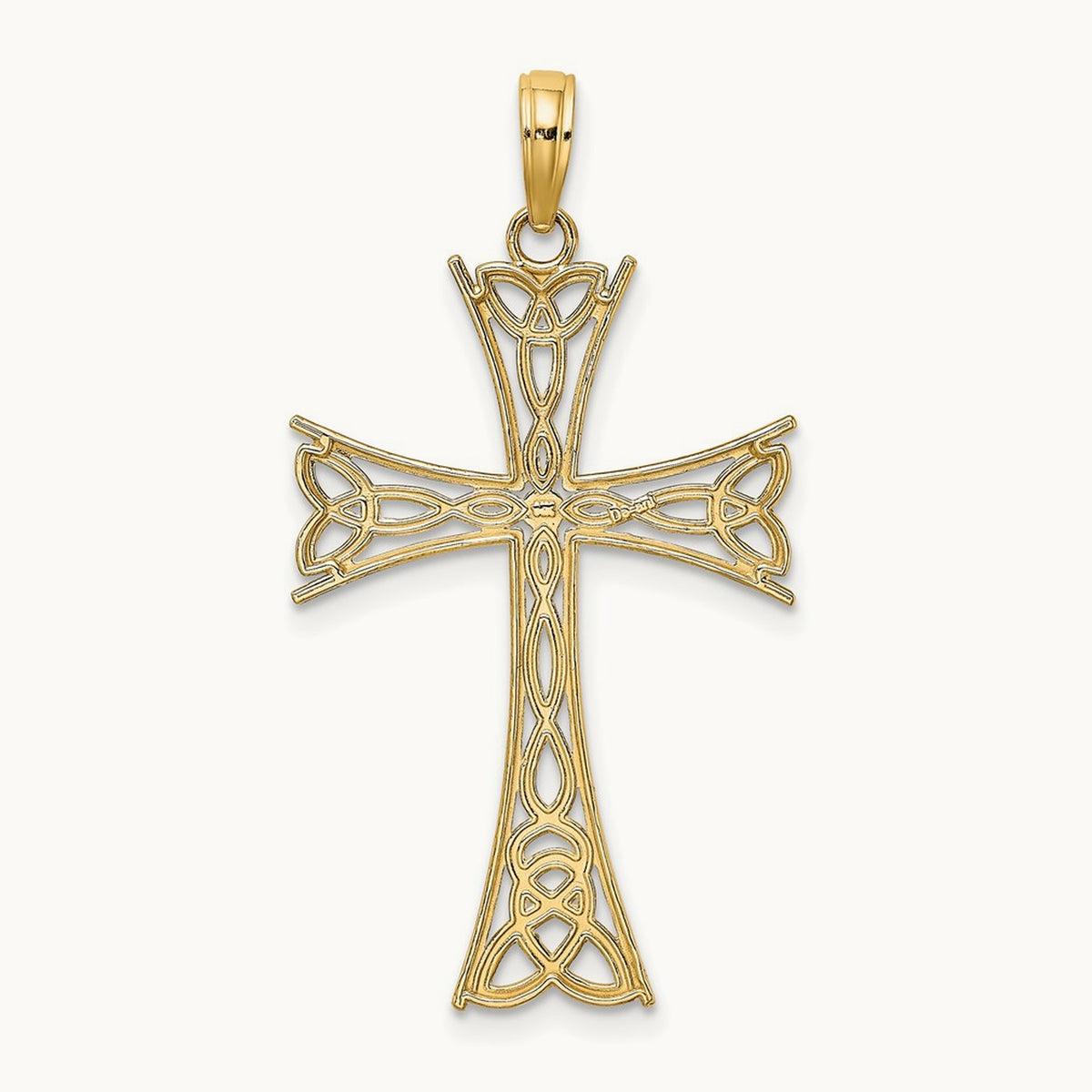 Polished Celtic Knot Cross Charm, 14K
