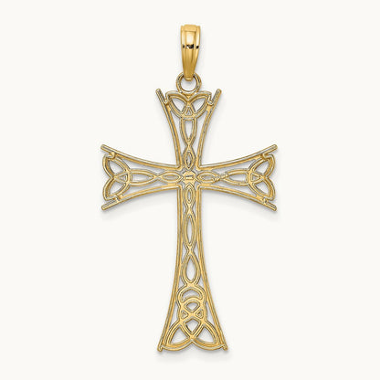 Polished Celtic Knot Cross Charm, 14K