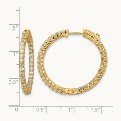 2.3ct 66- In/Out Hoop w/ Safety Clasp Diamond Earrings, 2.0mm, 14K