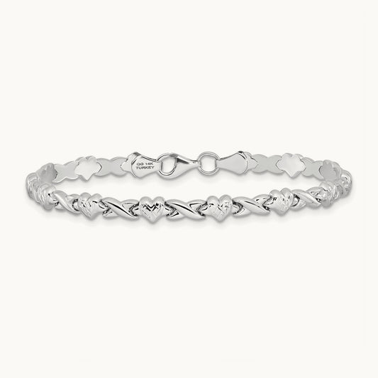Polished Heart & X Bracelet — 7mm