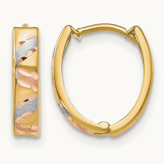 Polished and Satin D/C Earrings, 10K Two-tone with White Rhodium — Leslie's