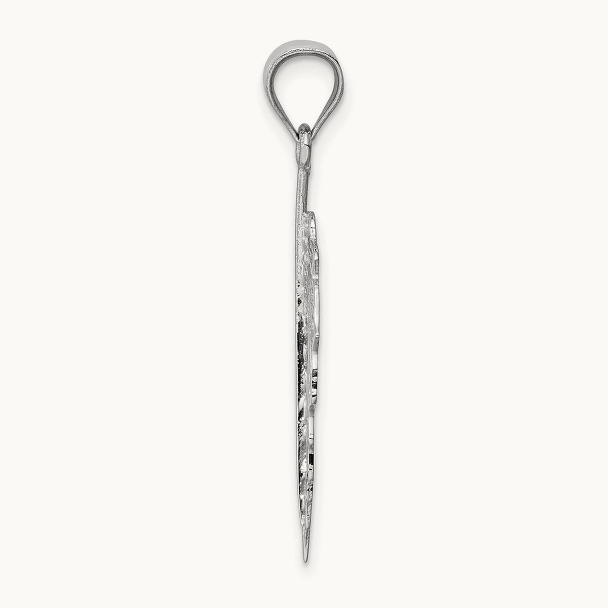 Polished Leaf Pendant, 14K White