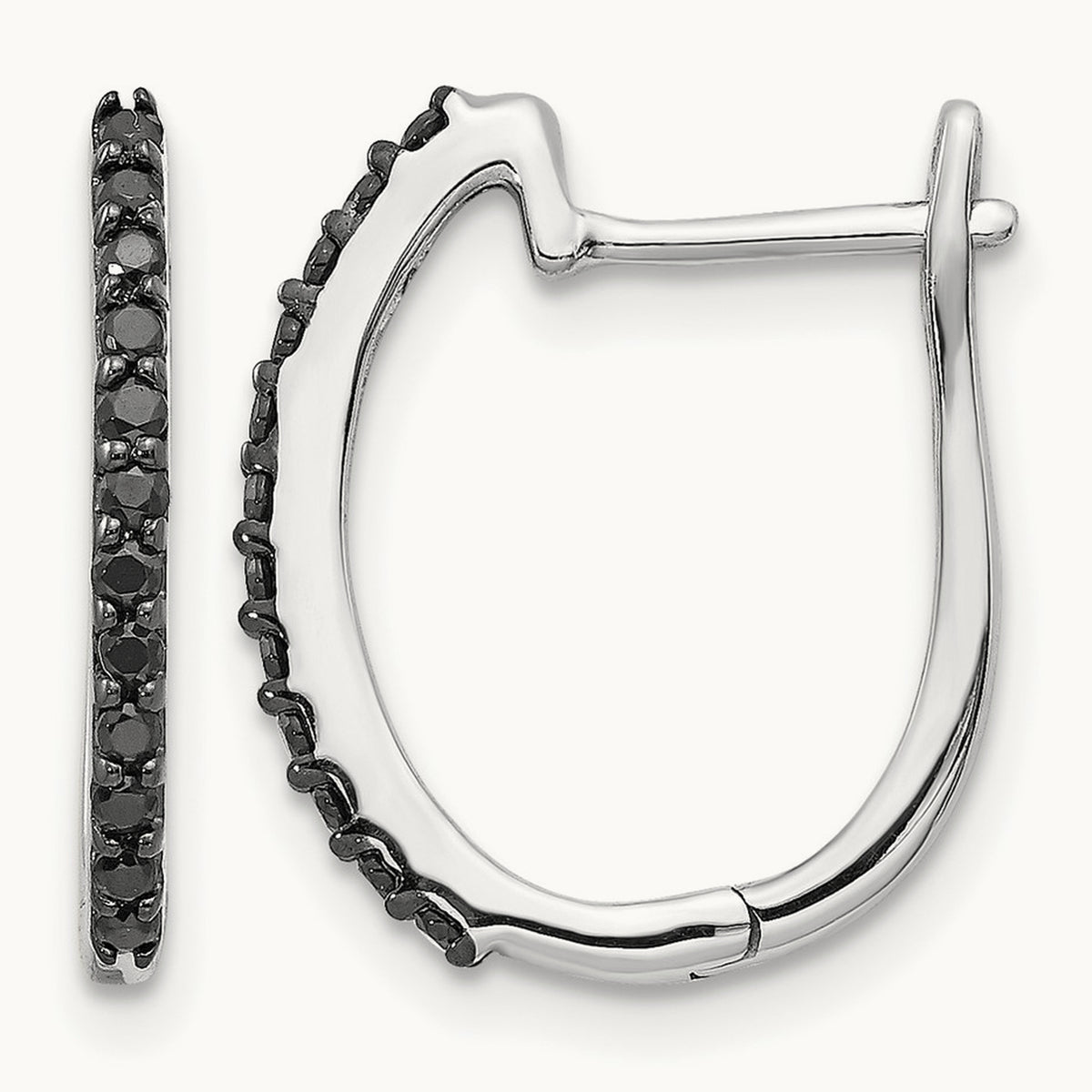 Black Diamond Hinged Hoop Earrings — photo set