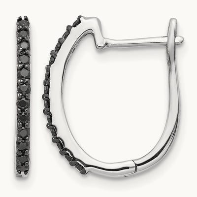 Black Diamond Hinged Hoop Earrings — photo set