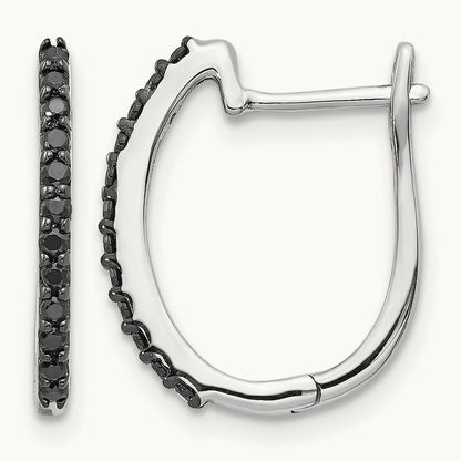 Black Diamond Hinged Hoop Earrings — photo set