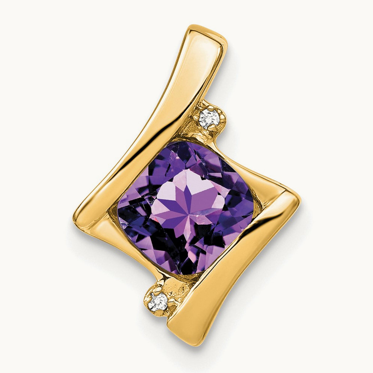 Amethyst and Diamond Pendant — 14K Yellow Gold