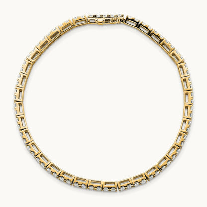 Emerald Bezel Tennis Bracelet, 7.00 ct tw Lab-Grown Diamond — 14K Yellow Gold