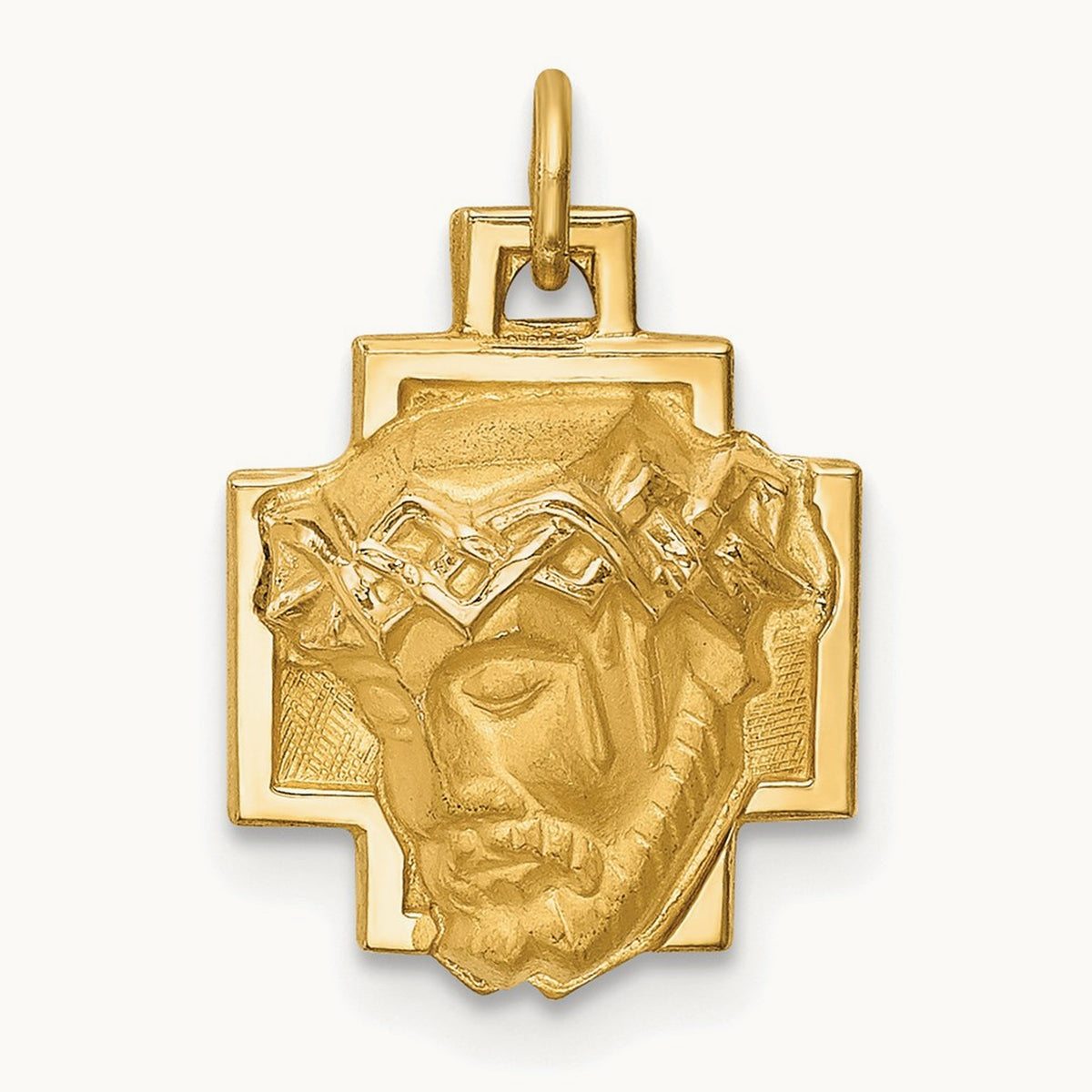 Hollow Polished/Satin Small Jesus Cross Medal, 14K