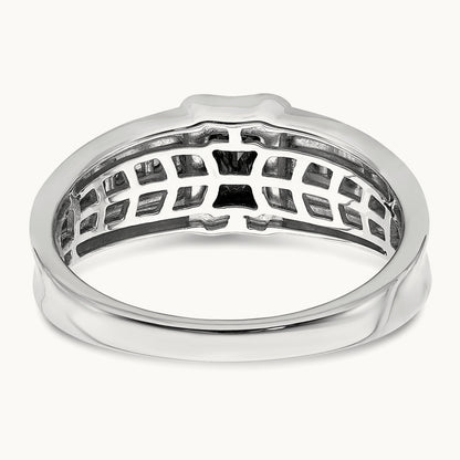 Onyx and Diamond Mens Ring, 14K Two-tone