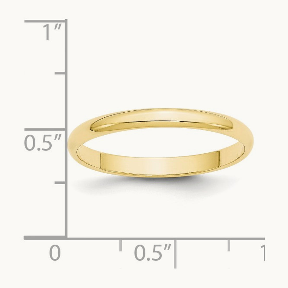Lightweight Half Round Band, 2.5mm, 10K Yellow Gold
