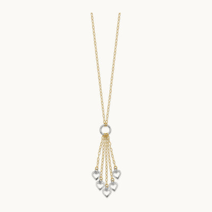 Adjustable Heart Drop Necklace, 14K Two-tone