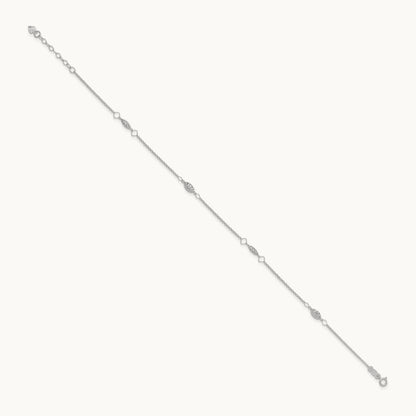 Diamond-cut Puffed Beads 9in Plus1in Ext Anklet, 14K White Gold