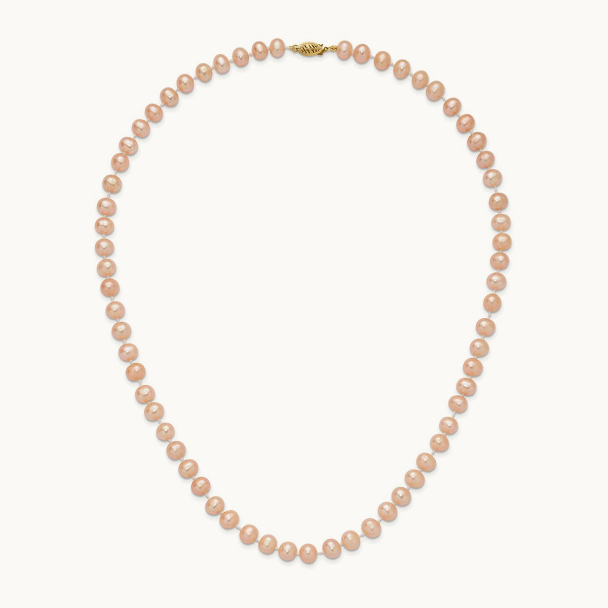 7- Pink Near Round Freshwater Cultured Pearl Necklace, 14K
