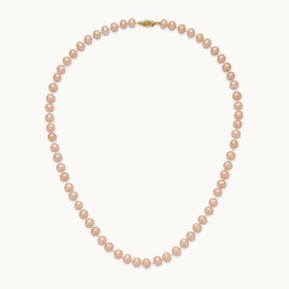 7- Pink Near Round Freshwater Cultured Pearl Necklace, 14K