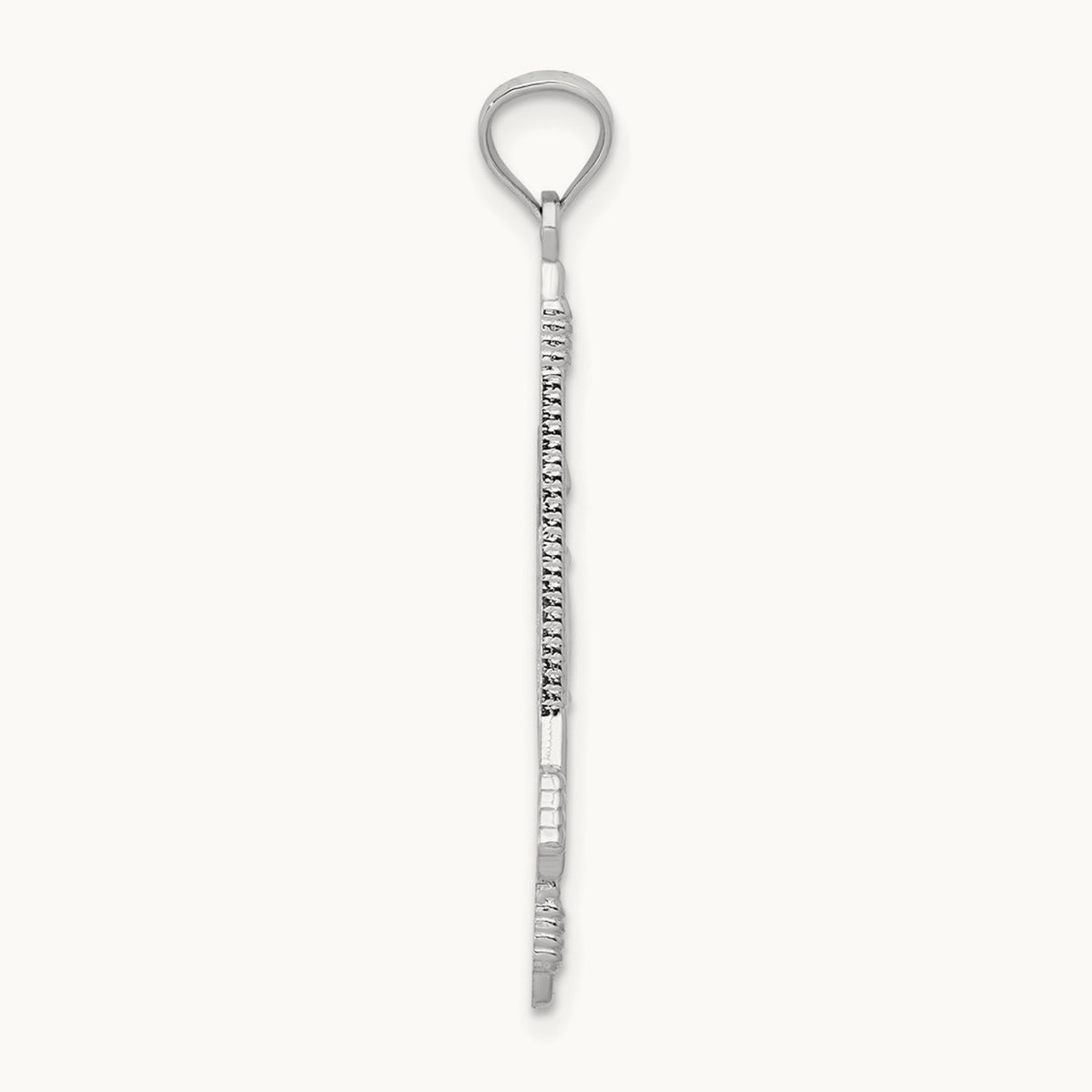 Polished and Textured Bow and Arrow Pendant — 14K White Gold