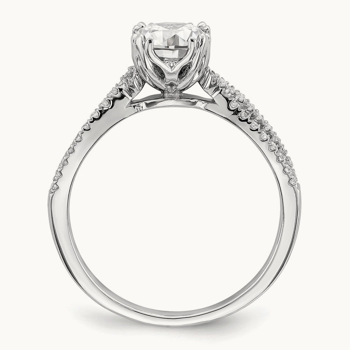 Criss-Cross 1ct Round Semi-Mount Eng Dia Ring, 14K White Gold