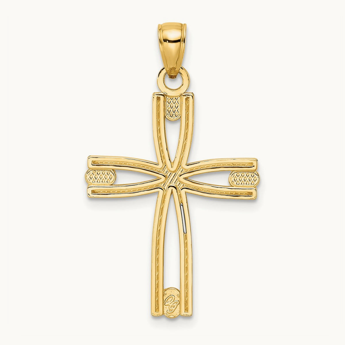 Beaded & Polished Cross Pendant — 33.24mm