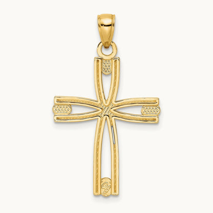 Beaded & Polished Cross Pendant — 33.24mm