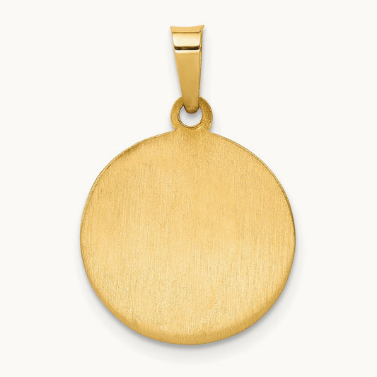 Polished and Satin St. Andrew Medal Hollow Pendant, 14K