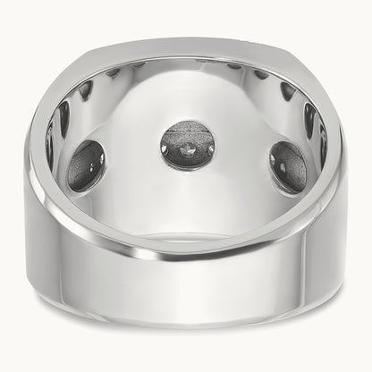 IBGoodman Men's Polished & Grooved 4-Row Dia Ring, 14K White Gold