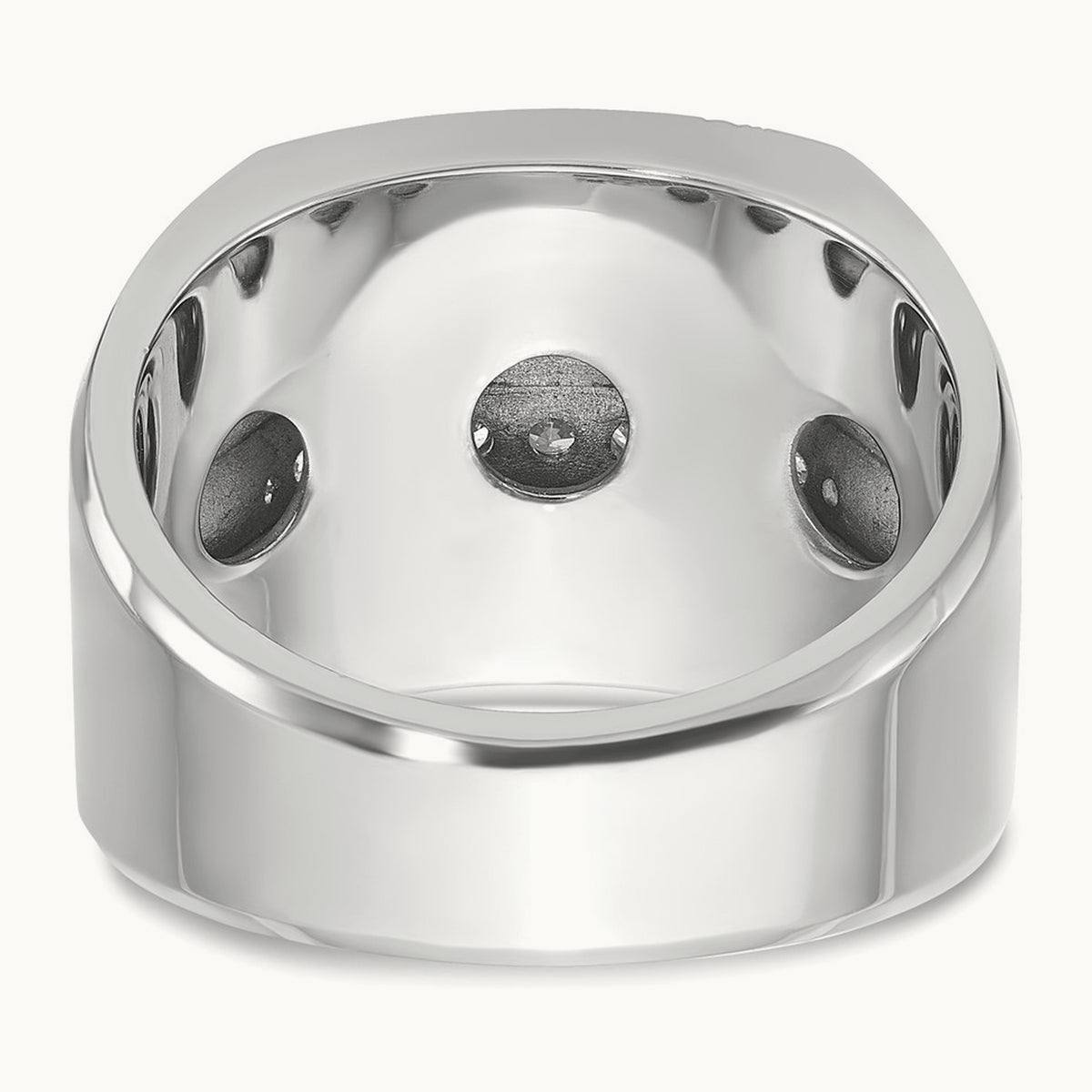IBGoodman Men's Polished & Grooved 4-Row Dia Ring, 14K White Gold
