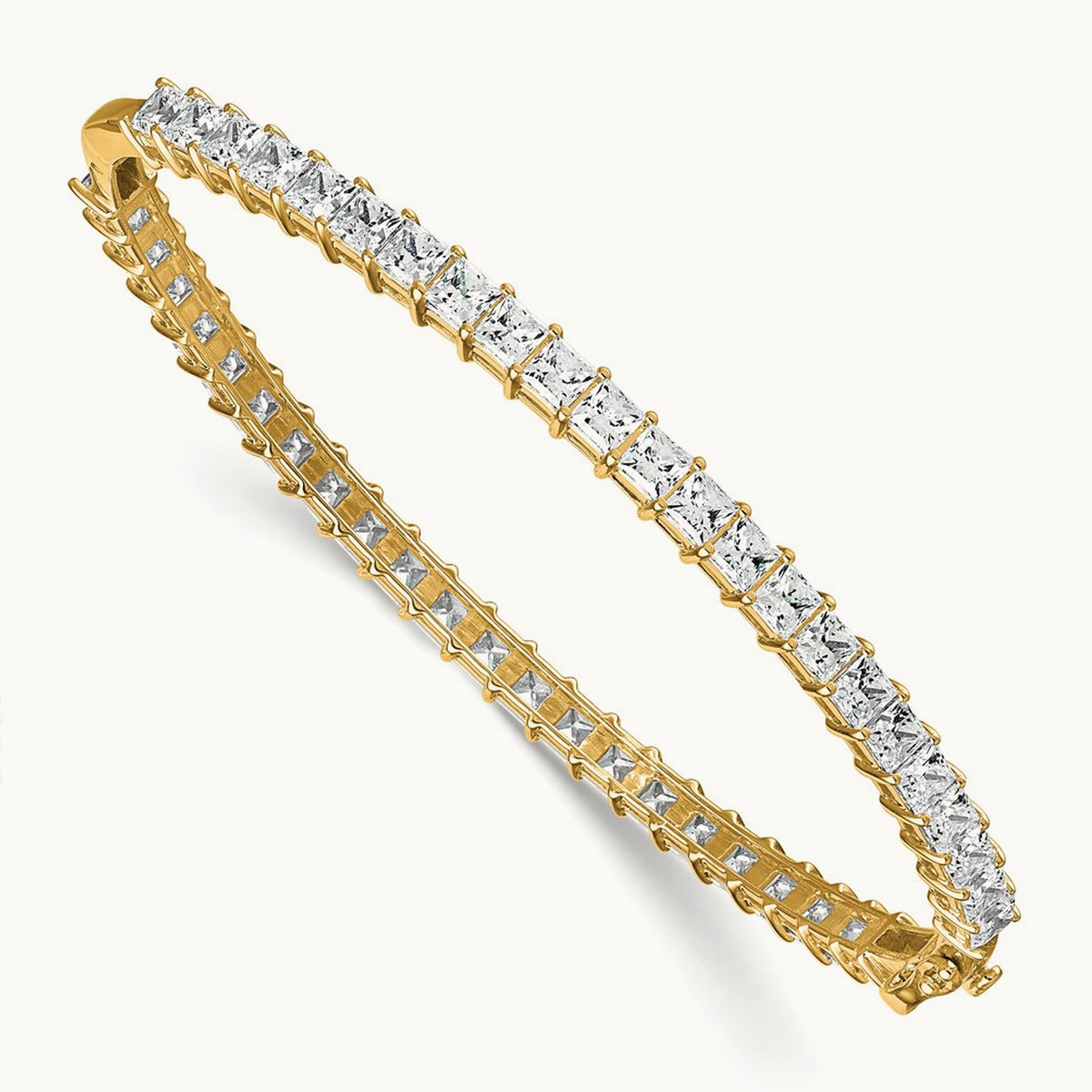 Hinged Bangle, 8.25 ct tw Lab-Grown Diamond — 14K Yellow Gold