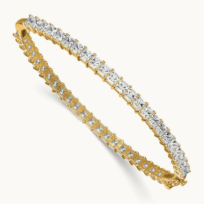 Hinged Bangle, 8.25 ct tw Lab-Grown Diamond — 14K Yellow Gold