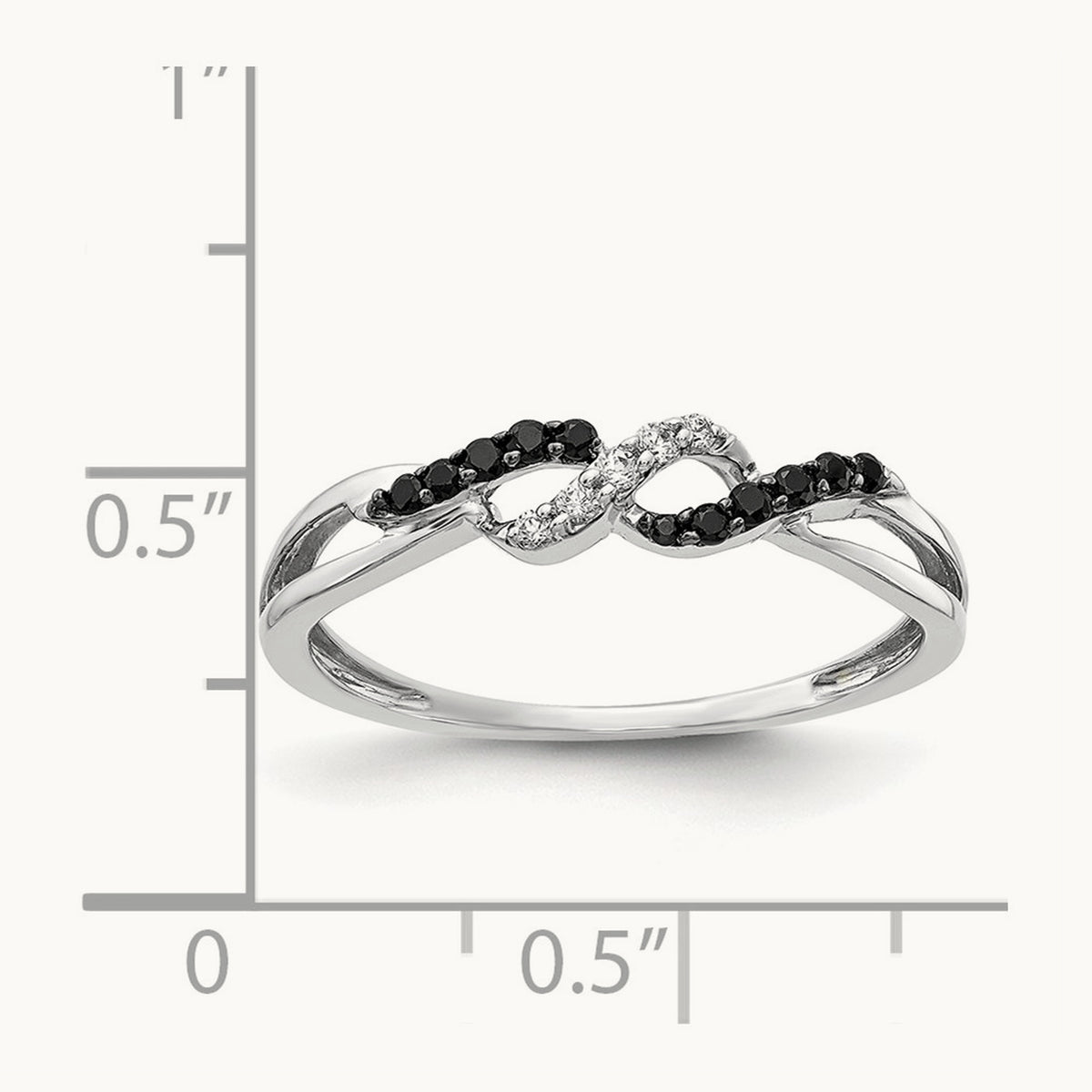 w/ Black and White Diamond Twist Ring, 14K White Gold