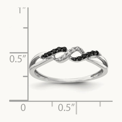 w/ Black and White Diamond Twist Ring, 14K White Gold