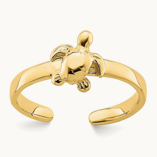 Adjustable Sea Turtle Toe Ring, 14K