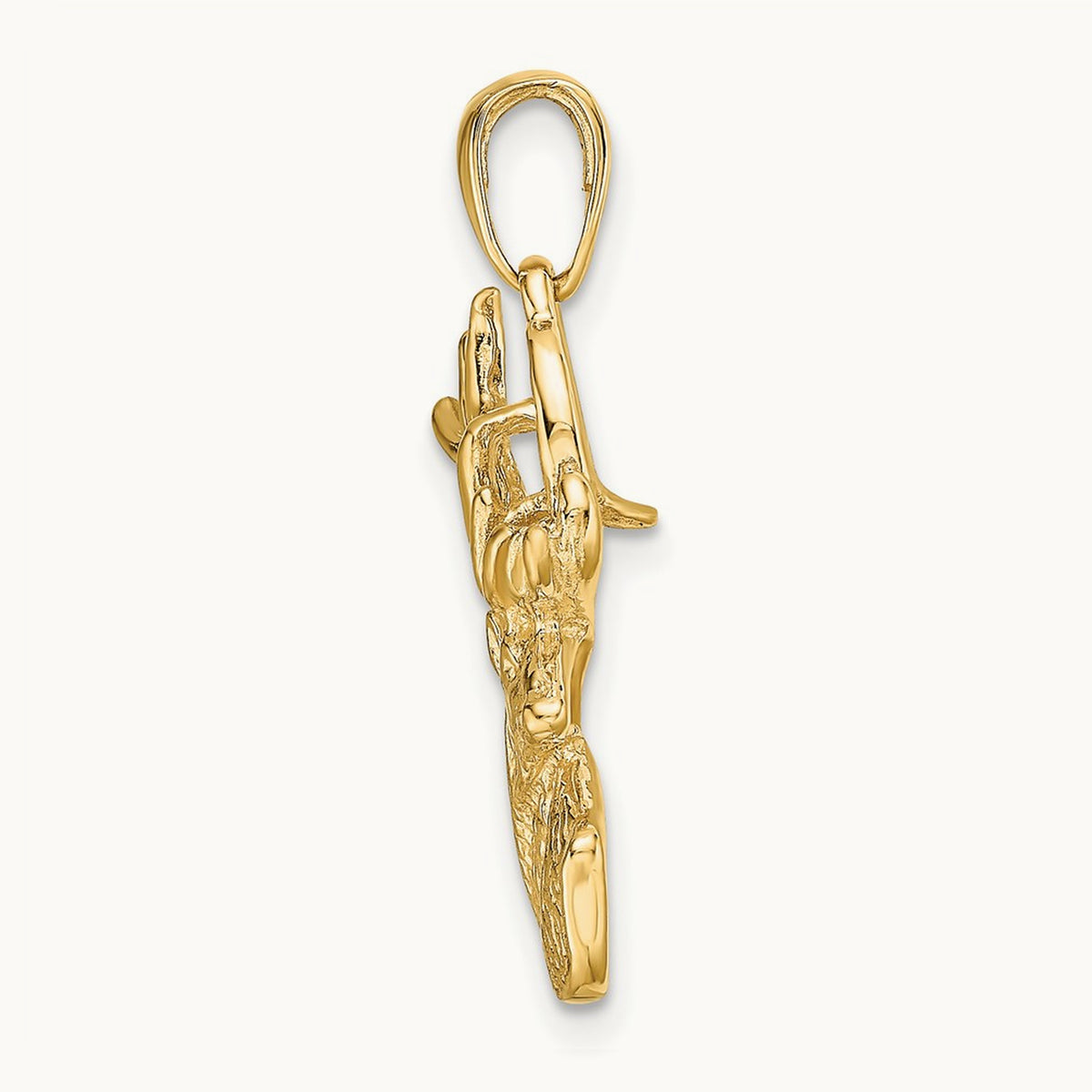 Polished Deer Head Charm, 14K