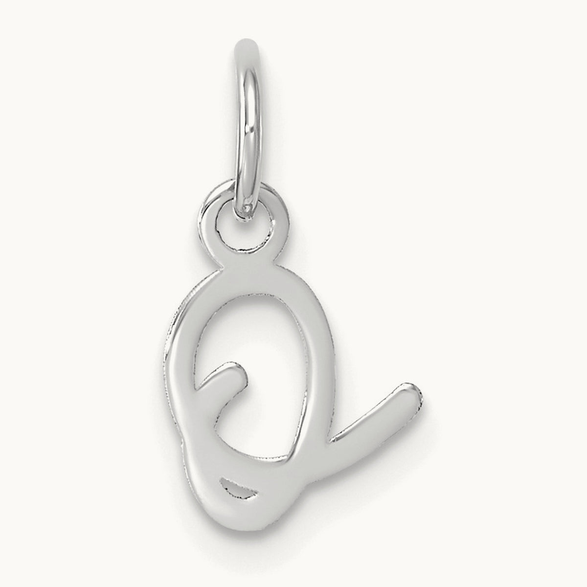 Uppercase Initial Charm — 14K White Gold, O