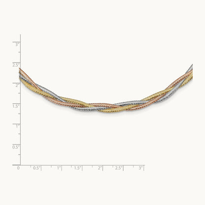 w/Wht Rhodium/Rose Gold-plat Polished Mesh Necklace, 14K — Leslie's