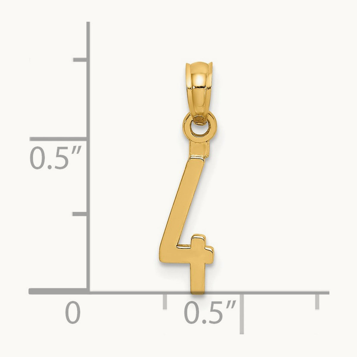 Polished Number 4 Pendant — 14K Yellow Gold