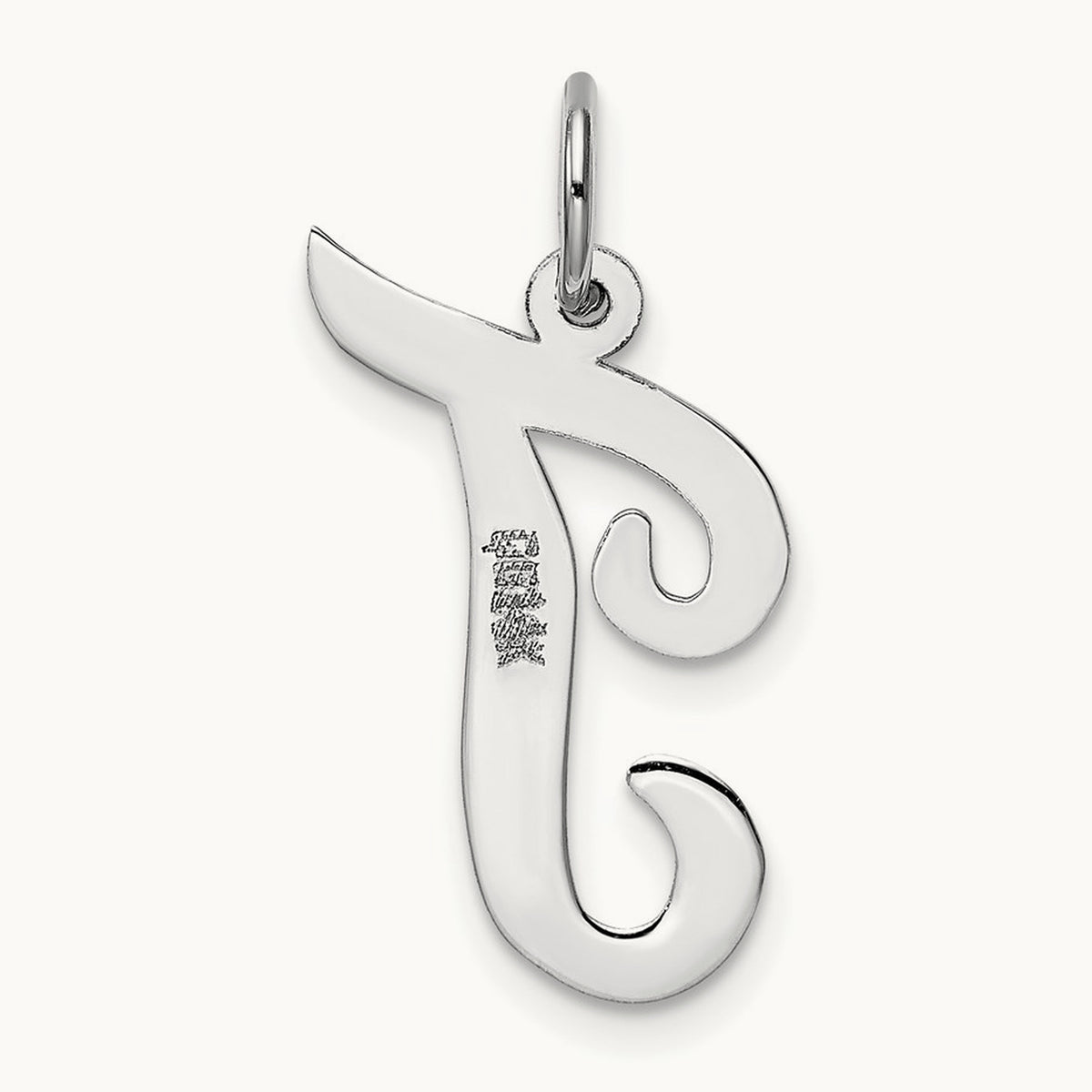 Large Script Initial Charm — 14K White Gold, T